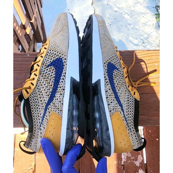 Nike Air Max Flyknit Racer Men's‎ FD2764-700 Elemetal Gold Sneakers Shoe Size 10 - Picture 5 of 17